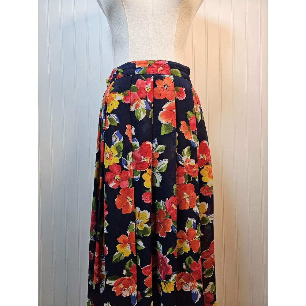 Liz Claiborne Collection Vibrant Floral A-Line Skirt Women’s 8 Vintage Midi - Picture 2 of 10